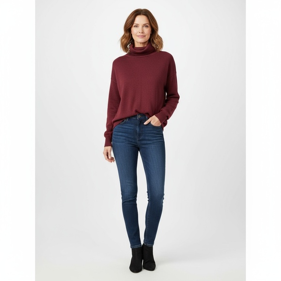 NWT Vintage Obermeyer Burgundy Knit Ribbed Turtleneck Sweater Long Sleeve - Picture 1 of 12
